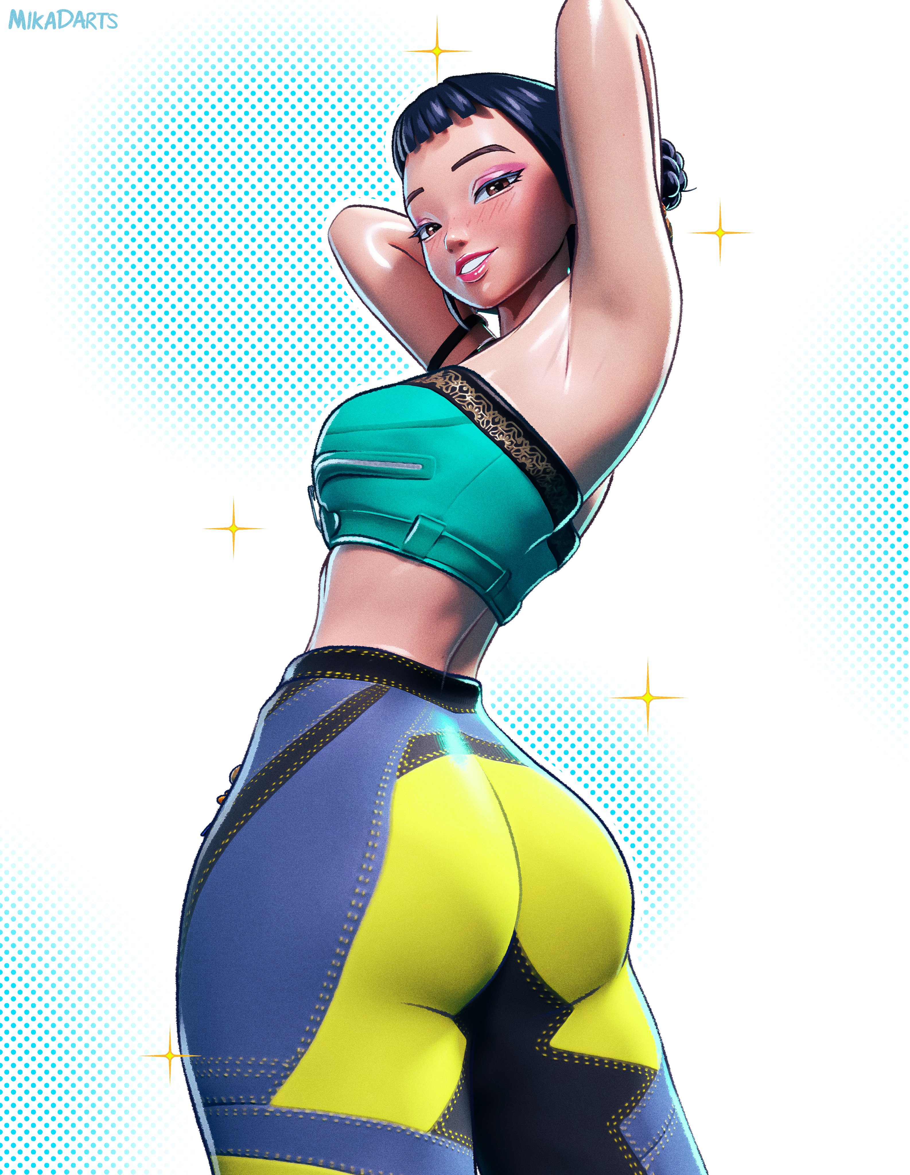1girls, armpits, arms behind head, arms up, asian, asian female, asking for it, bandeau, big ass, big breasts, big butt, black hair, bubble ass, bubble butt, female, fortnite, fortnite: battle royale, fully clothed, glossy, glossy body, glossy lips, glossy skin, korean, korean female, kpop demon hunters, light body, light skin, light-skinned female, looking at viewer, looking back at viewer, looking down, medium breasts, mikadawn, normal breasts, pants, posing, posing for the viewer, presenting, presenting ass, presenting hindquarters, round ass, round butt, seducing, seductive, seductive body, seductive eyes, seductive female, seductive gaze, seductive look, seductive mouth, seductive pose, seductive smile, solo, solo female, solo focus, thick ass, thick butt, thick hips, thick legs, thick lips, thick thighs, tight clothes, tight clothing, tight pants, top, tube top, tubetop, zoey (kpop demon hunters)