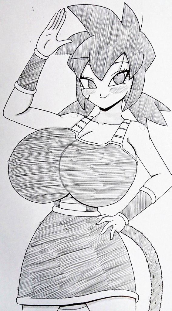 big_breasts black_eyes black_hair breasts female females happy_female kuuga_318 naked_female saiyan saiyan_female(dragón_ball_super_broly) saiyan_girl saiyan_random saiyan_tail tits_bigger_than_head tits_out vagina white_body