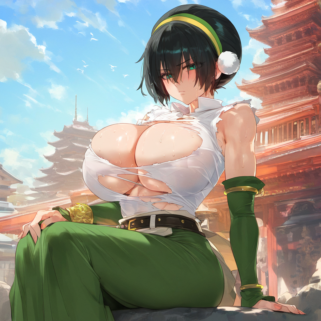 1girls ai_generated alternate_breast_size avatar_the_last_airbender female female_only human solo tagme toph_bei_fong