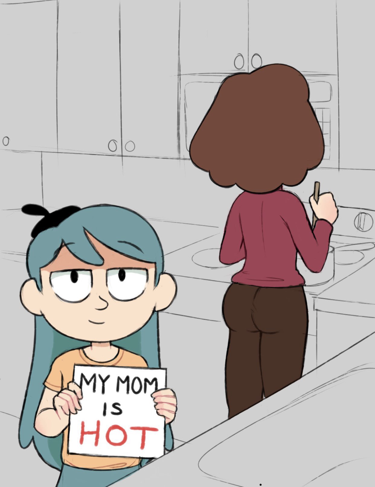 2girls artist_unknown ass ass_focus butt clothed clothing female female_only fully_clothed hilda_(hilda) hilda_(series) johanna_(hilda) mother mother_and_child mother_and_daughter netflix unknown_artist