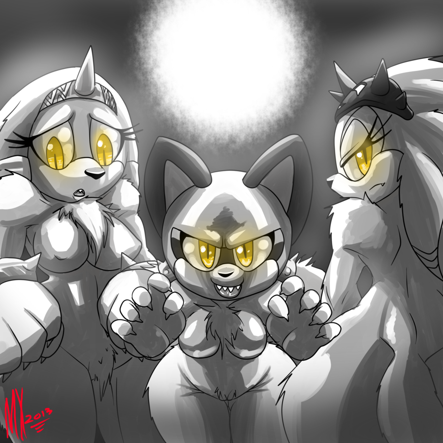 2013 anthro anthromorph big_breasts breasts echidna erect_nipples female furry looking_at_viewer marine_the_raccoon marine_the_wereraccoon monkeyxflash monochrome multiple_females nipples no_humans nude pubes pussy raccoon sega shade_the_echidna shade_the_wereechidna smile sonic_(series) tikal_the_echidna tikal_the_wereechidna uncensored wereechidna wereraccoon werewolf yellow_eyes