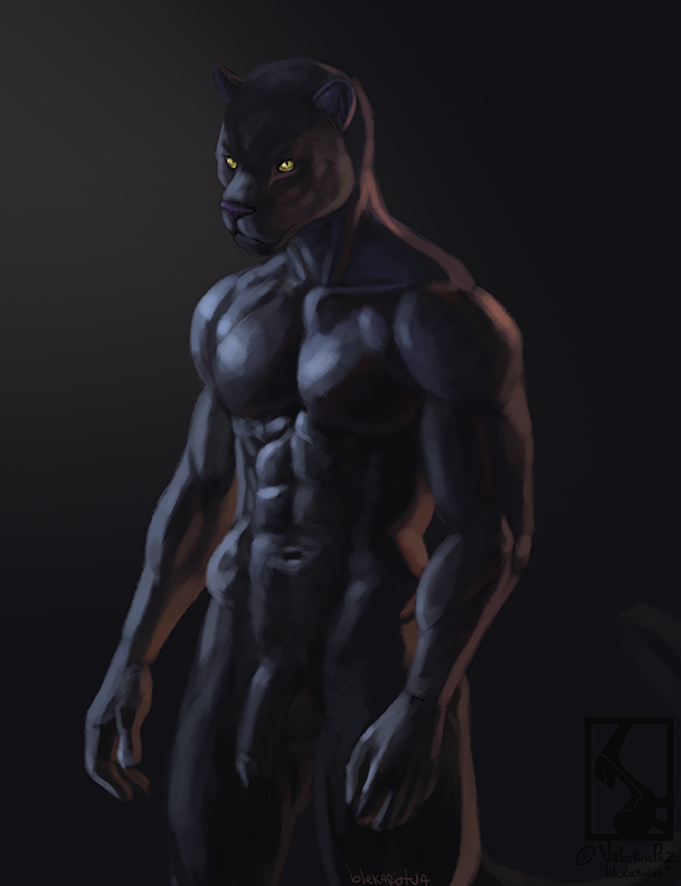 2013 abs anthro biceps black_fur blekarotva feline fur furry looking_at_viewer male male_only muscles navel nude panther pecs penis solo