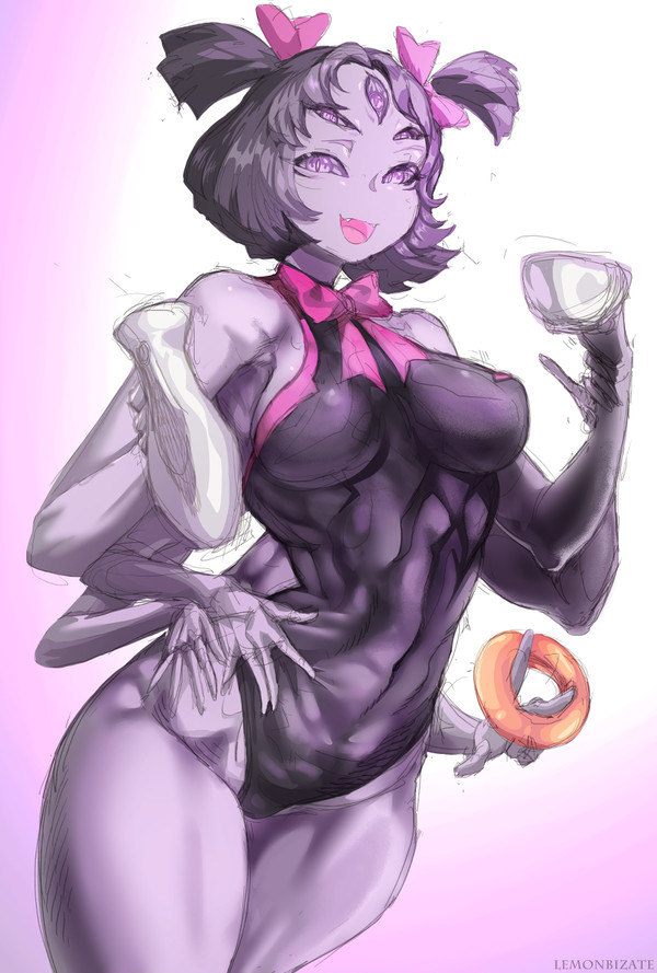 female female_only lemonbizate_(artist) leotard muffet muscles muscular_female purple_body purple_skin solo solo_female spider_girl toned_female undertale