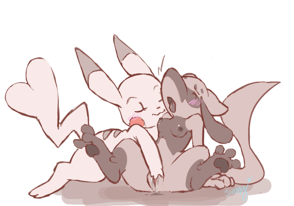 anus ass big_butt female fingering nintendo pikachu pokemon pussy riolu tongue tongue_out video_games whimsy whimsydreams yuri