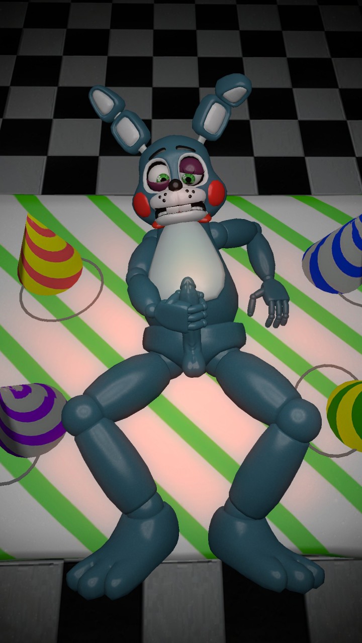 1boy 1male 3d 3d_(artwork) five_nights_at_freddy's five_nights_at_freddy's_2 floor garry's_mod grabbing_penis green_eyes slayerthefox115 solo table toy_bonnie_(fnaf)