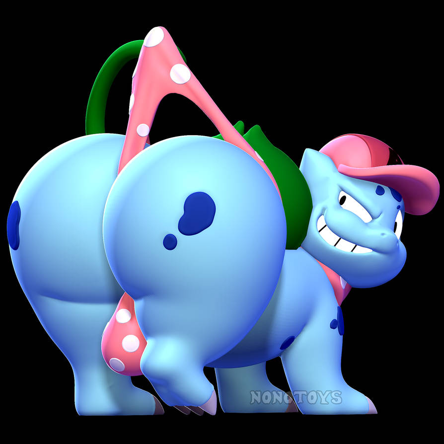 3d_(artwork) 3d_print ass axel_the_bulbasaur backpack balls big_butt blue_body claws clothing digital_media_(artwork) feral genitals hat headgear headwear male nintendo nonotoys pink_clothing pokemon pokemon_(species) polka_dot_underwear raised_foot scarf smile solo underwear