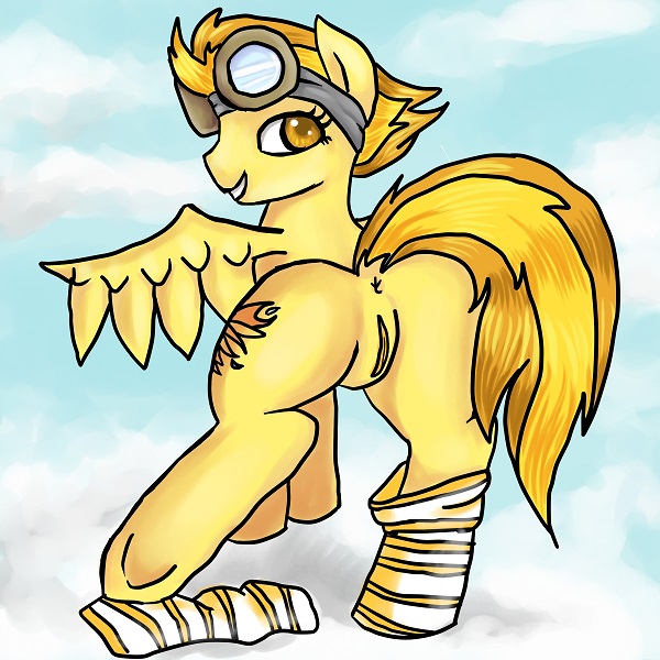 ass cutie_mark equine female feral friendship_is_magic horse my_little_pony pegasus pony rainbowsprinkles12 solo spitfire_(mlp) two_tone_hair wings wonderbolts_(mlp)