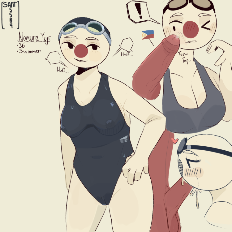 1boy 1girls cameltoe countryhumans countryhumans_girl cum erect_nipples erection female japan_(countryhumans) male nomura_yuji_(countryhumans) one-piece_swimsuit philippines_(countryhumans) sant5504 swimsuit