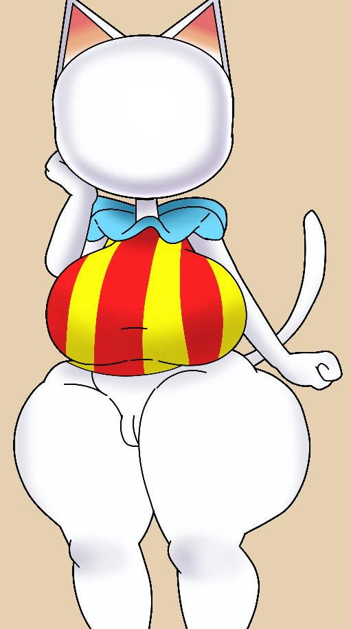 2024 animal_crossing anthro ass big_breasts big_butt blanca_(animal_crossing) bottomless breasts clothed clothing digital_media_(artwork) domestic_cat faceless_anthro faceless_character faceless_female felid feline felis female fist front_view fur furu_flami genitals hand_on_face hand_on_own_face mammal multicolored_clothing multicolored_topwear nintendo partially_clothed pussy red_clothing red_topwear red_vest solo standing tail thick_thighs topwear two_tone_clothing two_tone_topwear two_tone_vest vest white_body white_ears white_fur white_tail yellow_clothing yellow_topwear yellow_vest