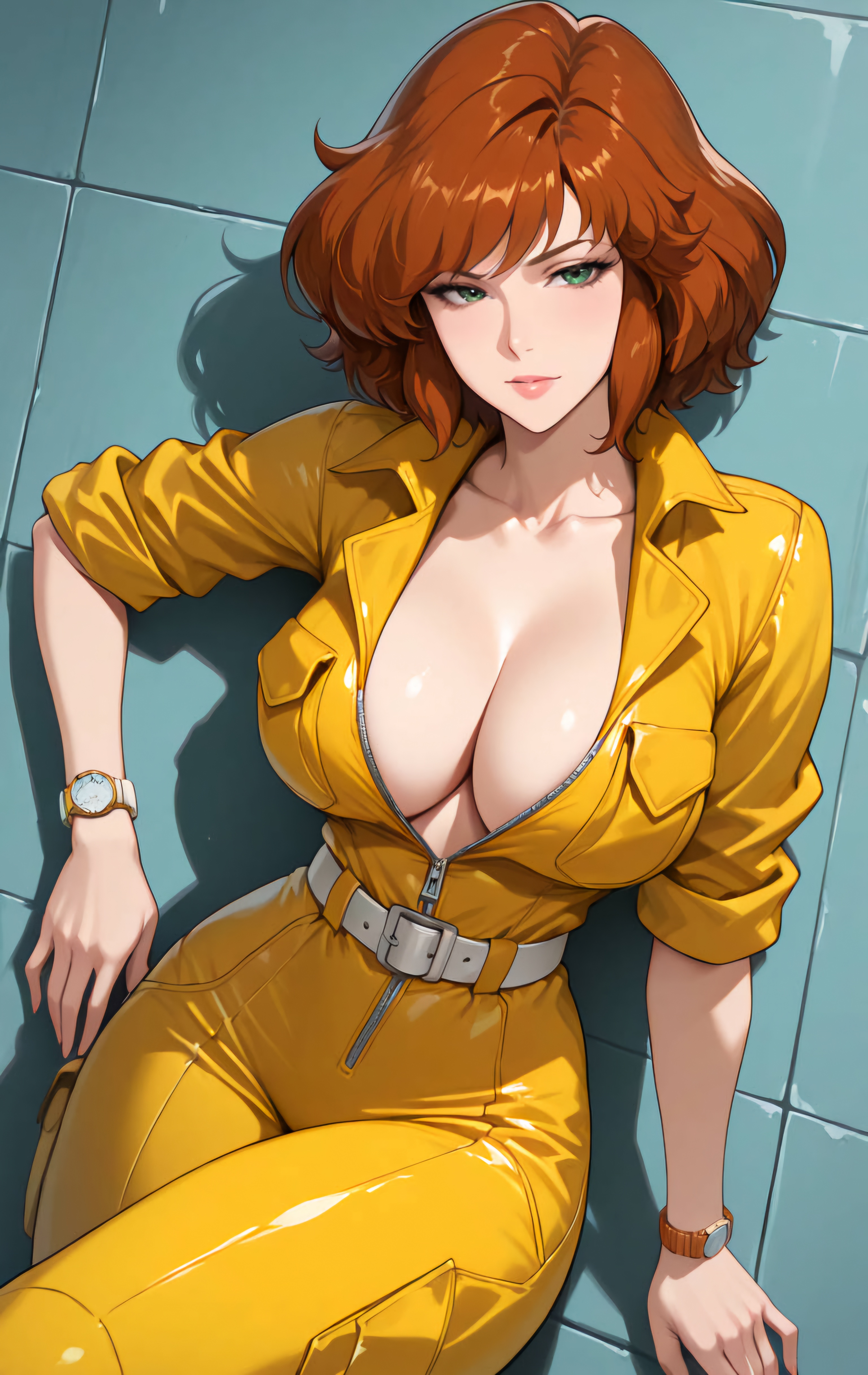 ai generated, alternate breast size, april o'neil, april o'neil (tmnt 1987), big breasts, breasts, cleavage, eepol, female, large breasts, tagme, teenage mutant ninja turtles