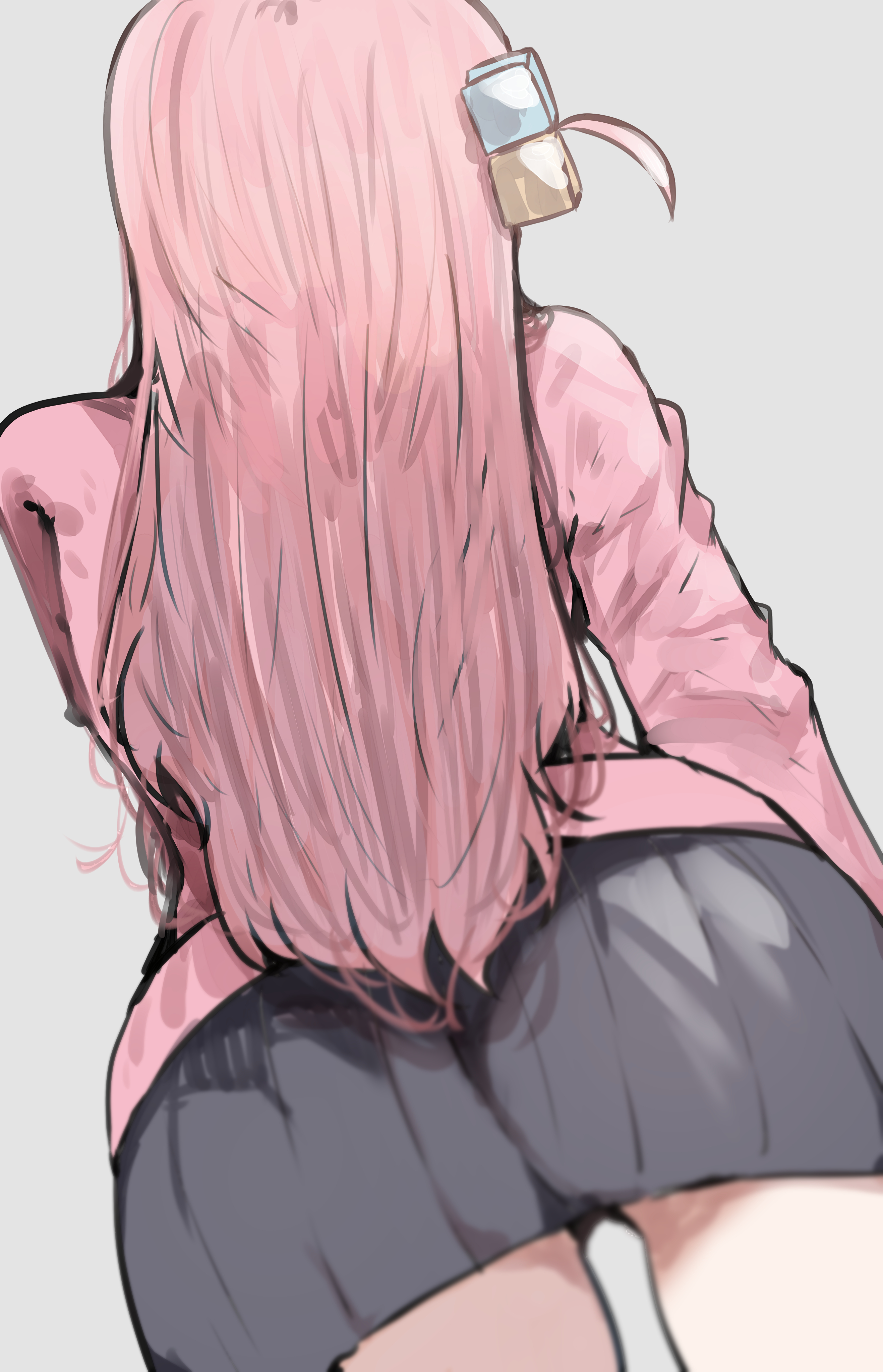 bocchi the rock!, clothes riding up, gotou hitori, large ass, subaru nya, thick thighs, tight clothing