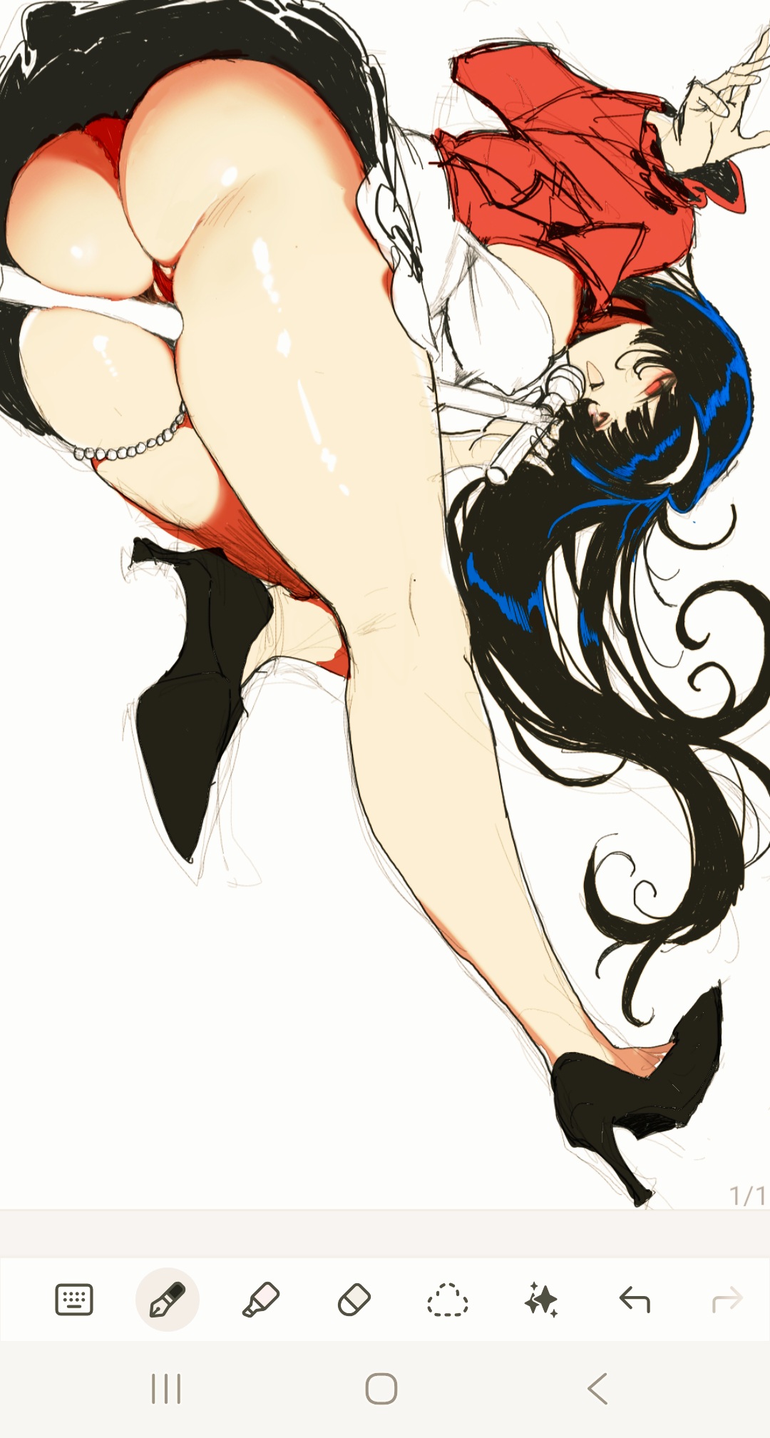 1girls, ass, astra yao, back, bent over, black hair, breasts, cameltoe, closed mouth, commentary, cowboy shot, earrings, english commentary, female, from behind, hairband, highres, jewelry, long hair, looking at viewer, looking back, medium breasts, panties, pantyshot, presenting, presenting ass, red eyes, red shrug, see-through clothes, shadow, shiny skin, shoulder blades, shrug (clothing), simple background, solo, sweat, twitter username, underwear, user gkyf4322, wet, wet clothes, white background, white hairband, white panties, zenless zone zero
