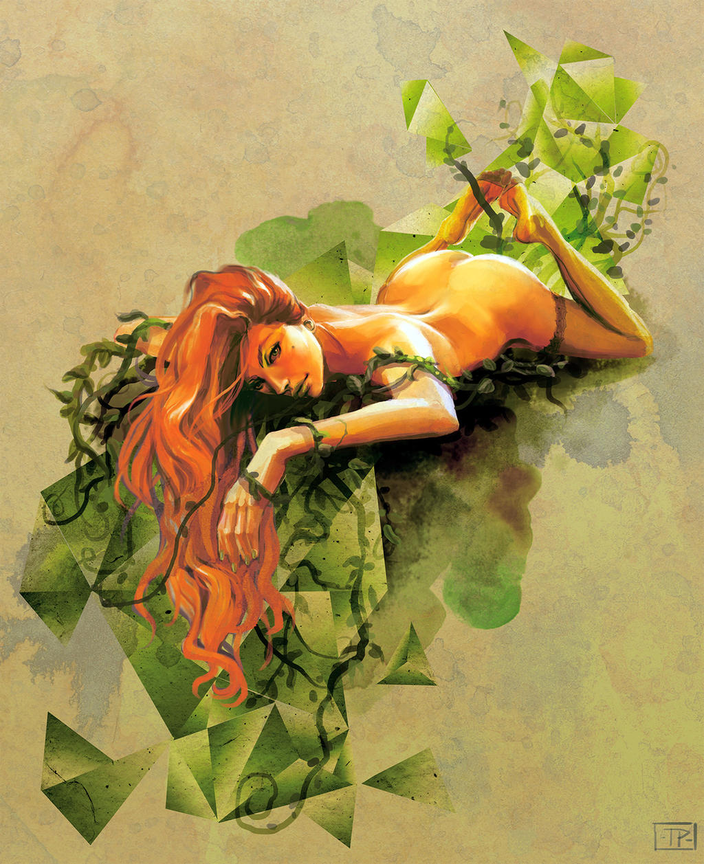 1girls 2013 ass batman_(series) beauty_mark big_ass brainleakage dc_comics female green_lipstick nude poison_ivy red_hair solo