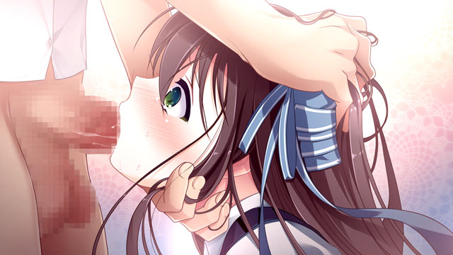 1boy brown_hair censored female game_cg green_eyes irrumatio kannaduki_nemu kannazuki_nemu katagiri_hisui long_hair oral penis tagme watashi_ga_seieki_chuudoku_nano_wa_omae_no_sei_da!