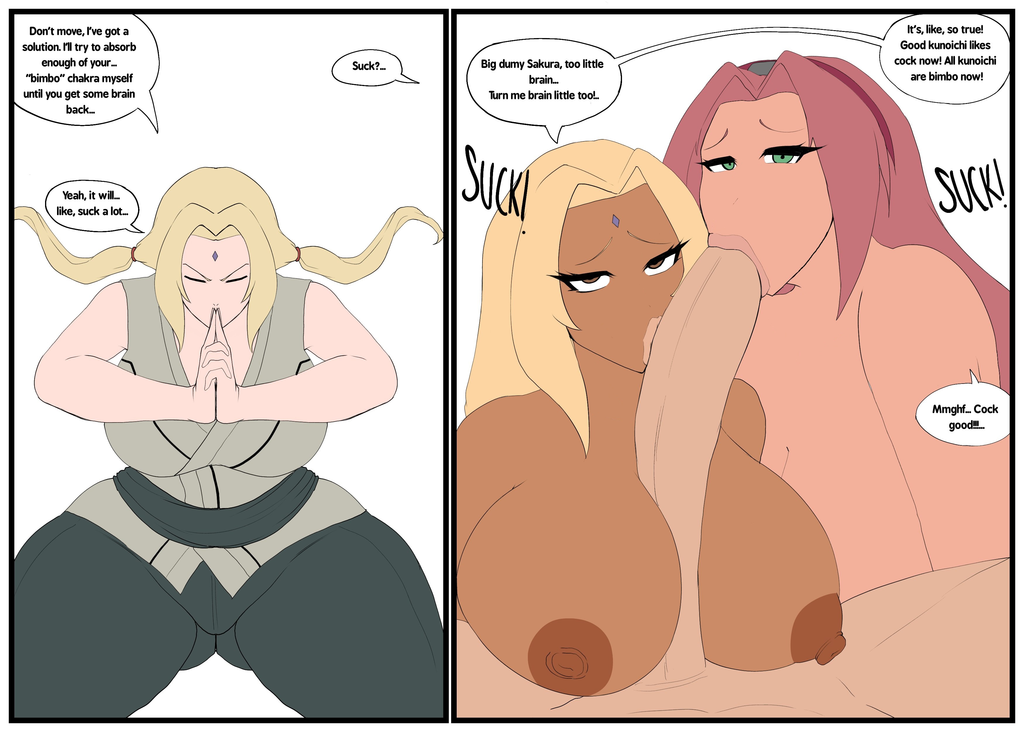 absurdres, age difference, age regression, alternative skin color, bad end, bbw, before and after, bimbofication, bisexual, blush, brain drain, breast expansion, breast growth, breast growth (enlargement), breasts, brown eyes, cameltoe, clothed, collaborative fellatio, collaborative paizuri, dark skin, dark-skinned sub, dialogue, english text, erection, eye roll, fellatio, female, femsub, ganguro, green eyes, hairband, heterosexual, huge breasts, huge cock, instant loss, kimono, kissing, large breasts, large penis, light skin, light-skinned bottom, light-skinned top, long hair, looking at viewer, male, milf, multiple females, multiple girls, multiple subs, naruto (series), ninja, oral, paizuri, pale skin, penis, pink hair, posing, pov, race change, sakura haruno, self hypnosis, sequence, sex, squatting, student, tagme, teacher, text, thesalazar, threesome, tied hair, tight clothing, transformation, tsunade, twintails