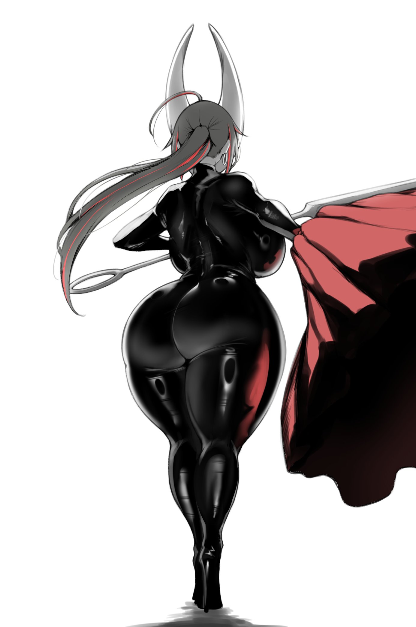 1girls, ass, aster crowley, big ass, big breasts, big butt, black bodysuit, black latex, bodysuit, breasts, clothed, clothed female, dat ass, female, female focus, female only, hollow knight, hollow knight (franchise), hollow knight: silksong, hornet (hollow knight), hornet (hollow knight) (cosplay), human, human female, jpeg, large ass, large boobs, large butt, latex, latex clothing, latex suit, long hair, plapbait, shiny clothes, silksong, solo, solo female, solo focus, species swap
