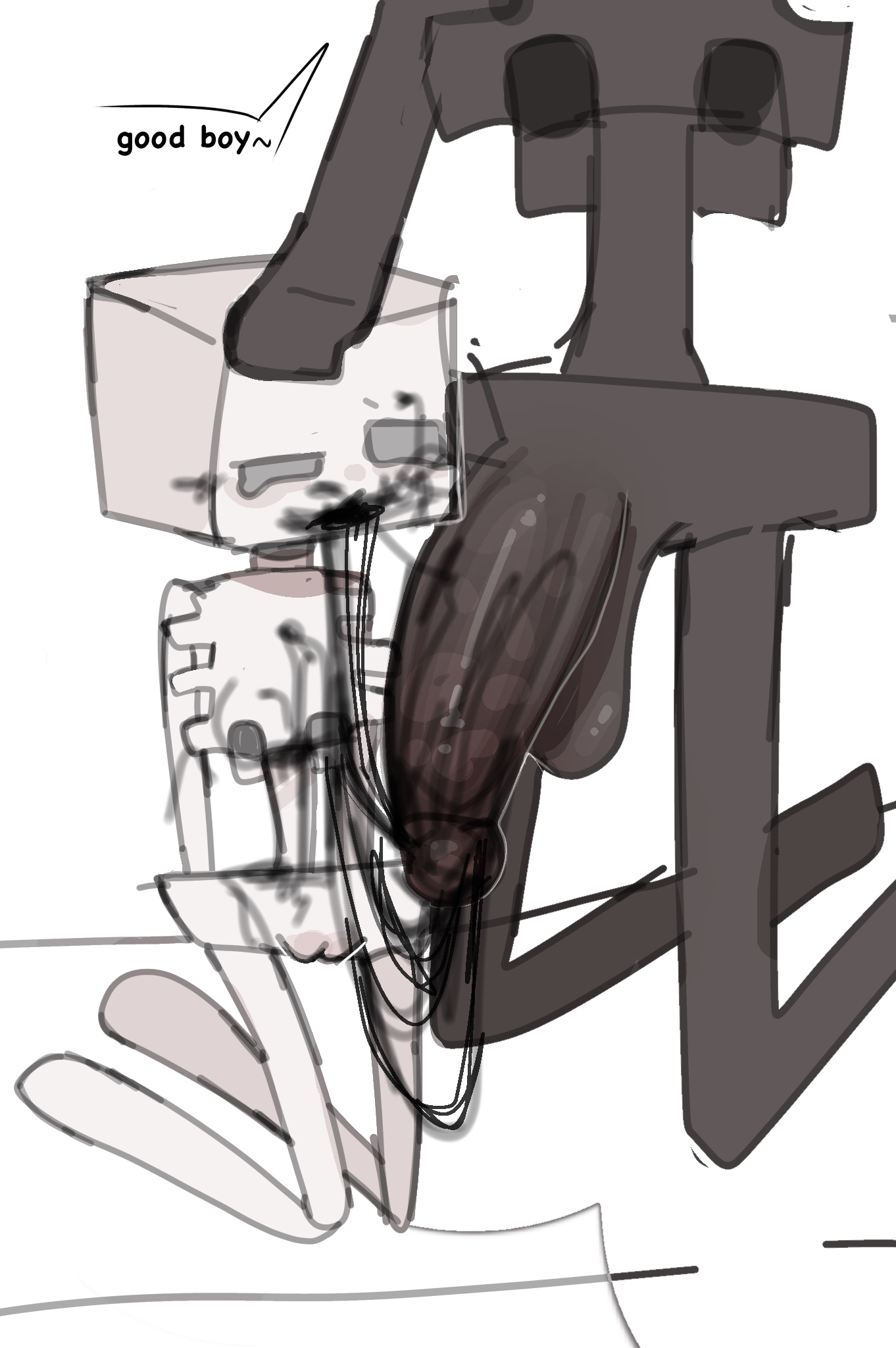 1boy, 1girls, 2025, after fellatio, after oral, after orgasm, black cum, cum, cum in mouth, dark-skinned male, female, green corpse, hi res, highres, light-skinned female, male, maledom, minecraft, mojang, skeleton, skeleton (minecraft), tagme, wither skeleton (minecraft)