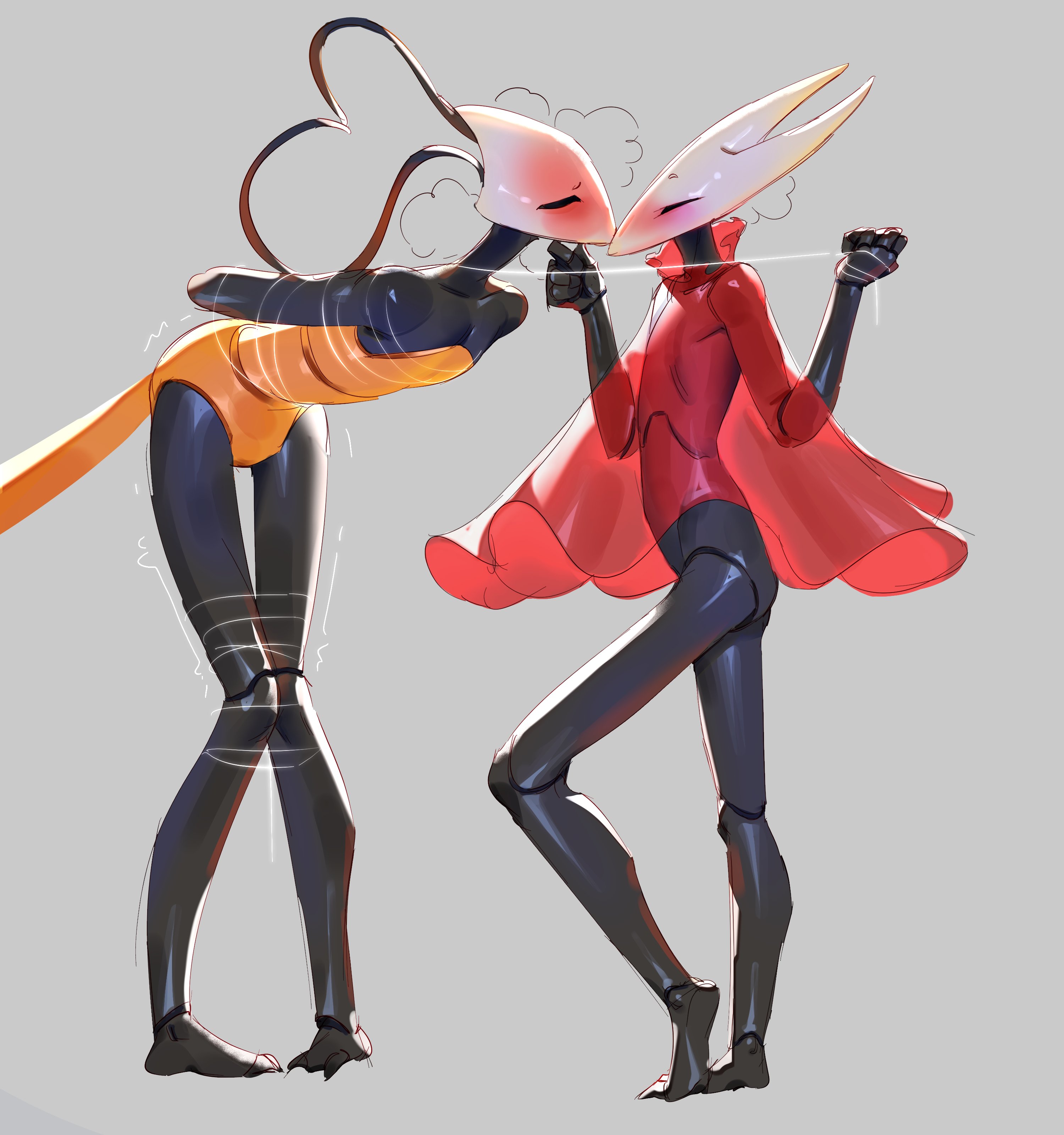 2 horns, 2girls, alternate body type, alternate breast size, arthropod, artist name, austinarts4, big ass, big breasts, big butt, black body, black skin, bondage, breasts, bubble ass, bubble butt, bug, bug girl, female, female only, hollow knight, hollow knight: silksong, hornet (hollow knight), large ass, large breasts, large butt, lesbian, shakra (hollow knight), silksong, team cherry, tied up, transparent clothing, wlw, yuri