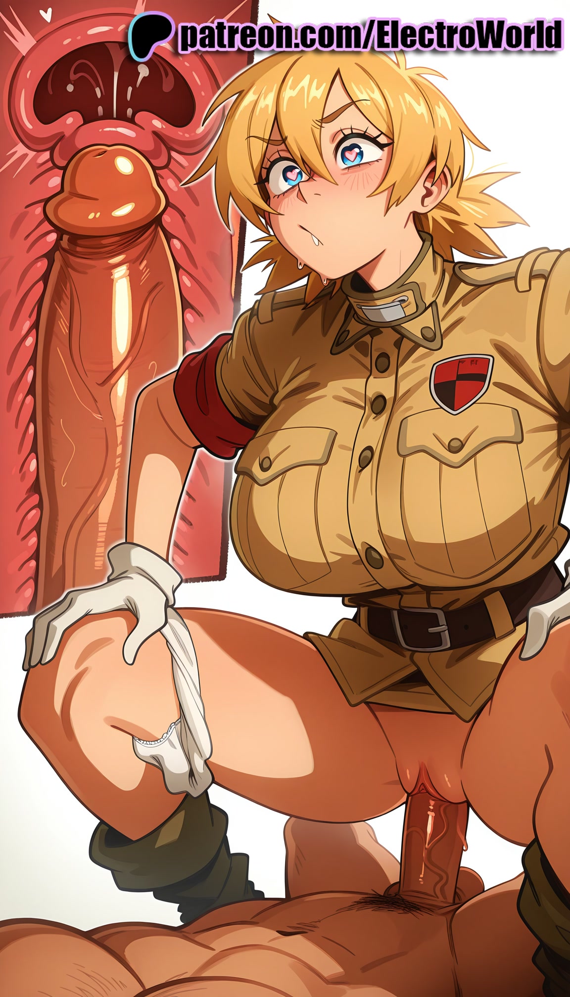 1boy, 1girls, 2025, ai generated, artist name, balls, belt, blonde hair, blue eyes, breasts, bust, cervix, chest, clit, clitoral hood, clitoris, clothed female nude male, clothed sex, cock, cowgirl position, cross section, cum, cum in pussy, deep penetration, dick, ejaculation, electroworld, exposed clitoris, exposed pussy, female, fucking, gloves, heart, heart-shaped pupils, hellsing, hi res, high quality, high resolution, highres, huge cock, intercourse, internal cumshot, jacket, juicy pussy, legs apart, legs spread, love making, male, male pubic hair, nude, open legs, panties, panties around one leg, patreon, patreon username, penetration, penis, pussy, seras victoria, sex, sex from behind, sexual intercourse, solo focus, splayed legs, spread legs, squatting cowgirl position, stable diffusion, straddling, straight, symbol-shaped pupils, testicles, tight pussy, uncensored, underwear, uterus, vagina, vaginal penetration, veins, veiny penis, watermark, x-ray