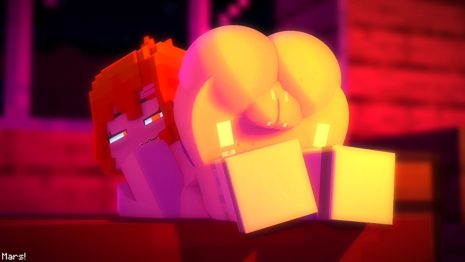 1girls, 3d, all fours, bedroom, big ass, blush, feet, female, horny female, horny look, indoors, inviting to sex, looking at viewer, looking back, mars (themars2005), mine-imator, minecraft, multicolored hair, on bed, presenting, presenting ass, presenting pussy, pussy, red eyes, smile, solo, solo female, stockings, tagme, themars2005, thick thighs, wet pussy