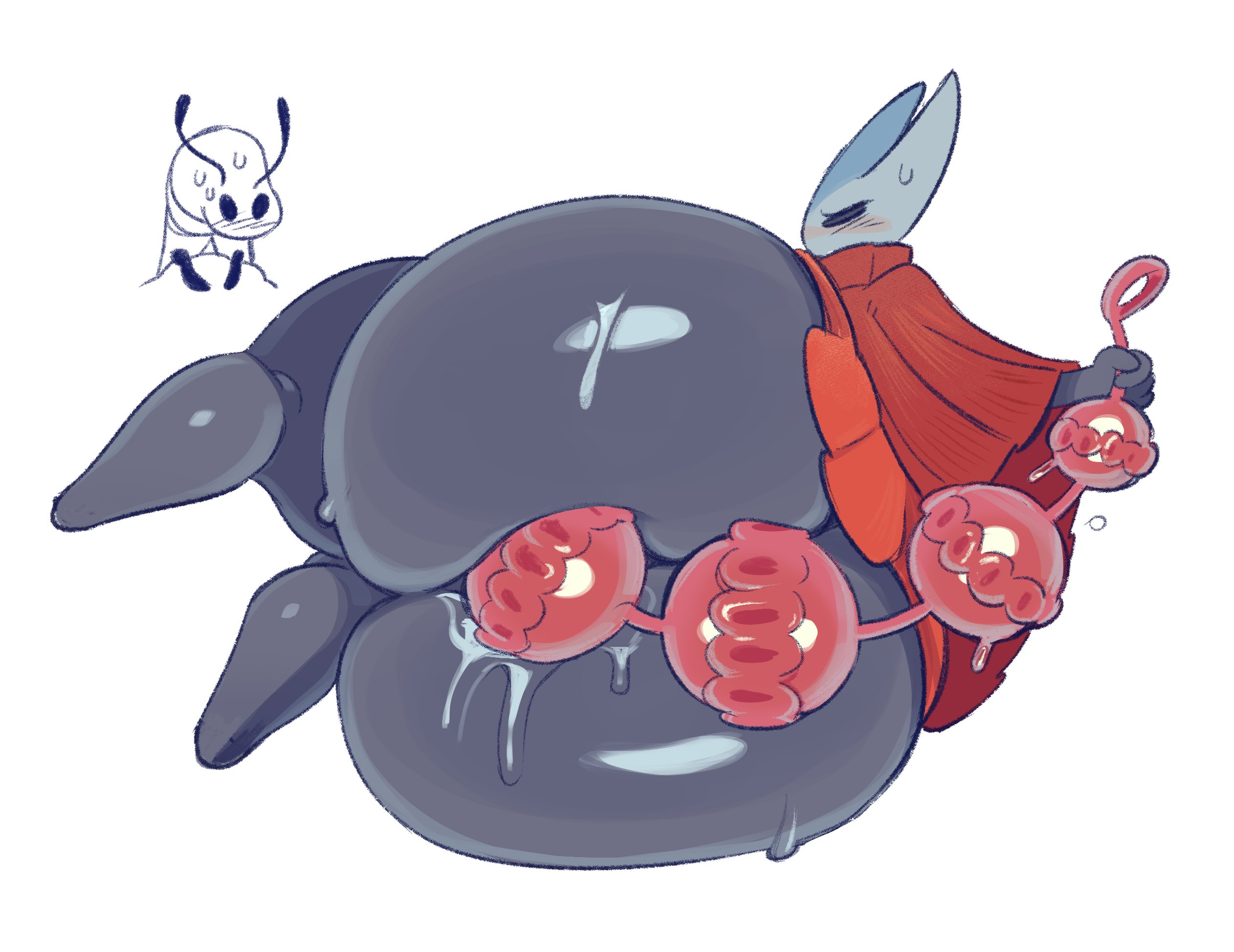 1boy, 1girls, 2 horns, alternate body type, alternate breast size, anal bead pull, anal beads, anal beads pull, annacrazytoivo, anus, arthropod, big ass, big breasts, big butt, black body, black skin, breasts, bubble ass, bubble butt, bug, bug girl, cavity storage, female, hollow knight, hollow knight: silksong, hornet (hollow knight), huge ass, large ass, large breasts, large butt, male, silksong, team cherry