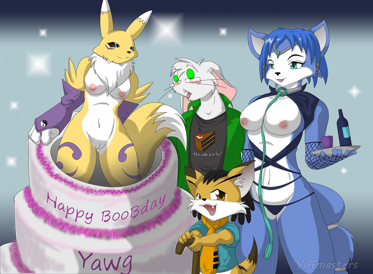 anthro breasts cake canine crossover digimon female fox krystal lagomorph male nude pussy rabbit renamon star_fox the_cake_is_a_lie video_games yawg yiffmasters