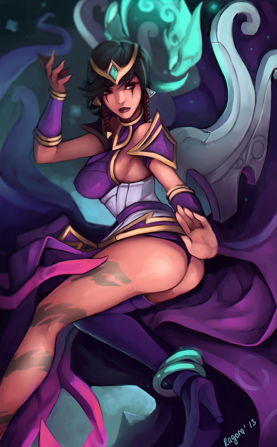 ass karma_(league_of_legends) league_of_legends looking_back panties ragora solo