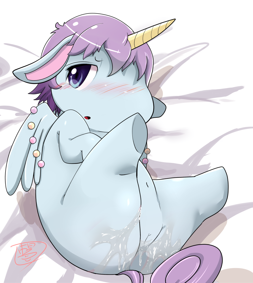 1girls ass barefoot blue_eyes blush cum cum_on_ass equine female female_only feral hair hi_res horn jewelpet jewelpet_(species) juice k_m_art__ messy navel nude opal_(jewelpet) open_mouth pegasus presenting presenting_pussy purple_eyes purple_hair pussy raised_leg short_hair solo spread_legs spreading tongue wings young