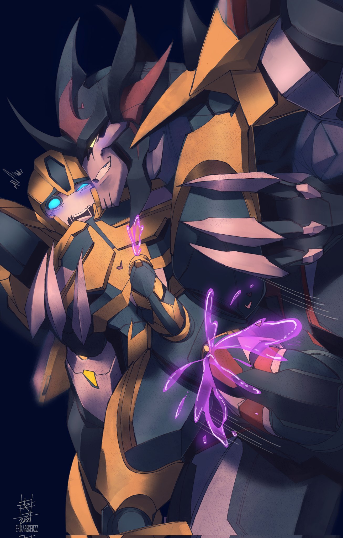 2boys bumblebee_(transformers) erikaskerzz male_only predaking_(transformers) robot transformers transformers_prime yaoi