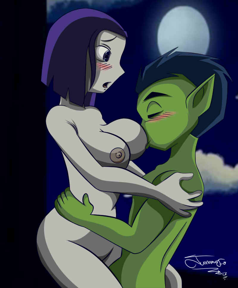 beast_boy big_breasts breast_sucking breasts cowgirl_position dc dc_comics green_skin grey_skin juanomorfo nipples rachel_roth raven_(dc) riding sex straight sucking teen_titans