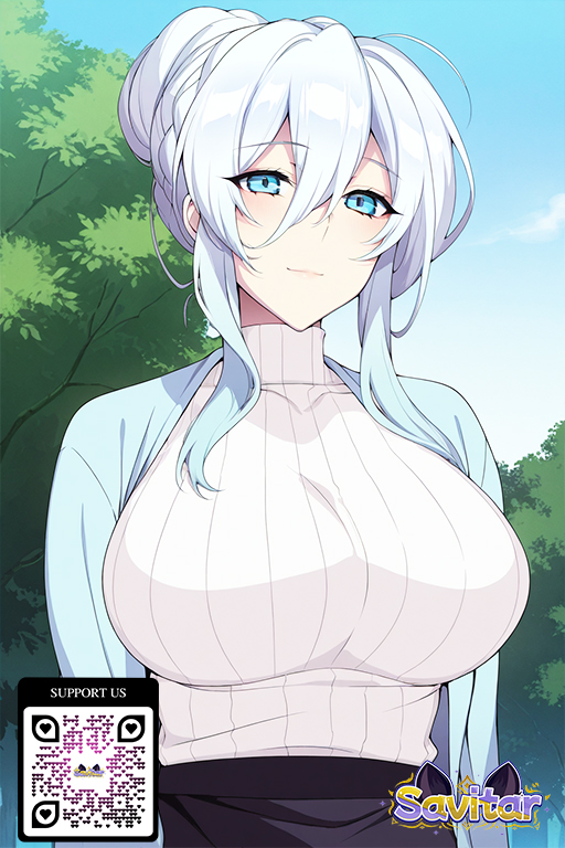 ai_generated arms_behind_head arms_up bangs black_skirt blue_eyes blue_hair blue_sky blush breasts closed_mouth clothing cloud day female female gradient_hair hair_between_eyes jacket large_breasts leaning_forward littlehentai long_hair long_sleeves looking_at_viewer multicolored_hair ocean open_clothes original outdoors savitar savitar_(artist) shirt skirt sky smile solo sweater tied_hair turtleneck white_hair white_sweater