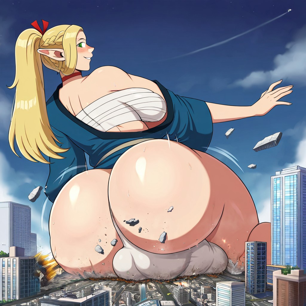 1futa ai_generated ass ass ass_jiggle ass_wobble assquake big_ass big_breasts big_butt breasts city_destruction debris destruction dungeon_meshi earthquake erection erection_under_clothes erection_under_loincloth falling_debris falling_rocks fundoshi fundoshi_futanari fundoshilover101 futanari giantess happi_(clothing) huge_ass huge_breasts huge_butt marcille_donato sarashi