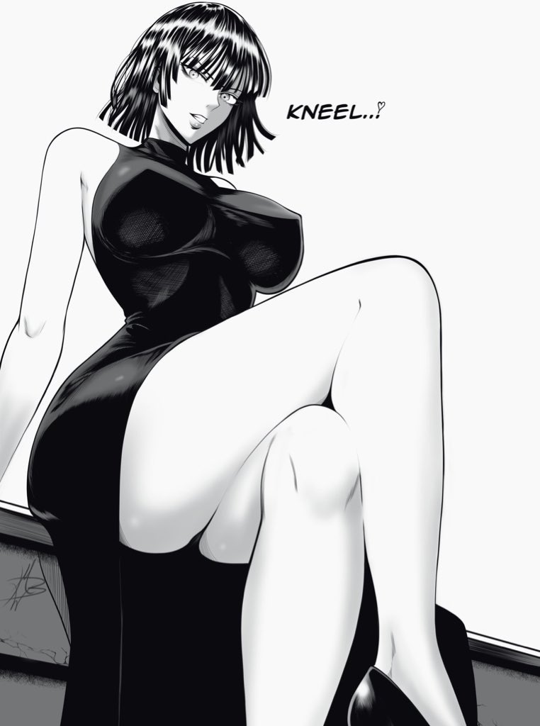 1girls bare_arms bare_legs bare_shoulders bare_thighs big_breasts black_hair clothed clothing color english_text female female_focus female_only fubuki_(one-punch_man) hi_res large_breasts light-skinned_female light_skin mostlybluewyatt one-punch_man short_hair solo solo_female tagme text thick_thighs