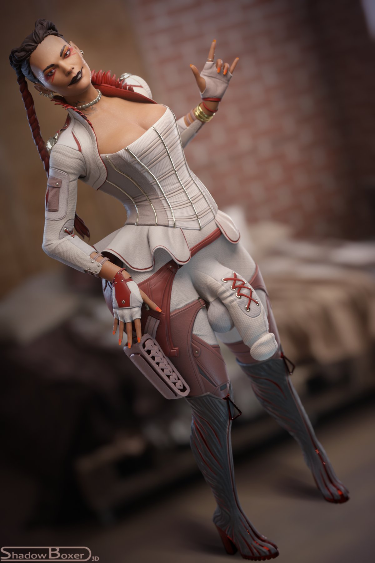 1futa 3d apex_legends bulge bulge_through_clothing dark-skinned_futanari dark_skin futanari loba_(apex_legends) shadowboxer solo