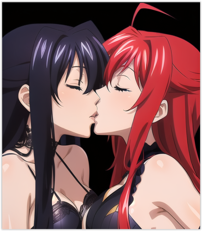 2females 2girls 2women ai_generated akeno_himejima girl_on_girl high_school_dxd lesbian_couple lesbian_kiss lesbian_sex lovers rias_gremory sapphic yuri yuri yuri