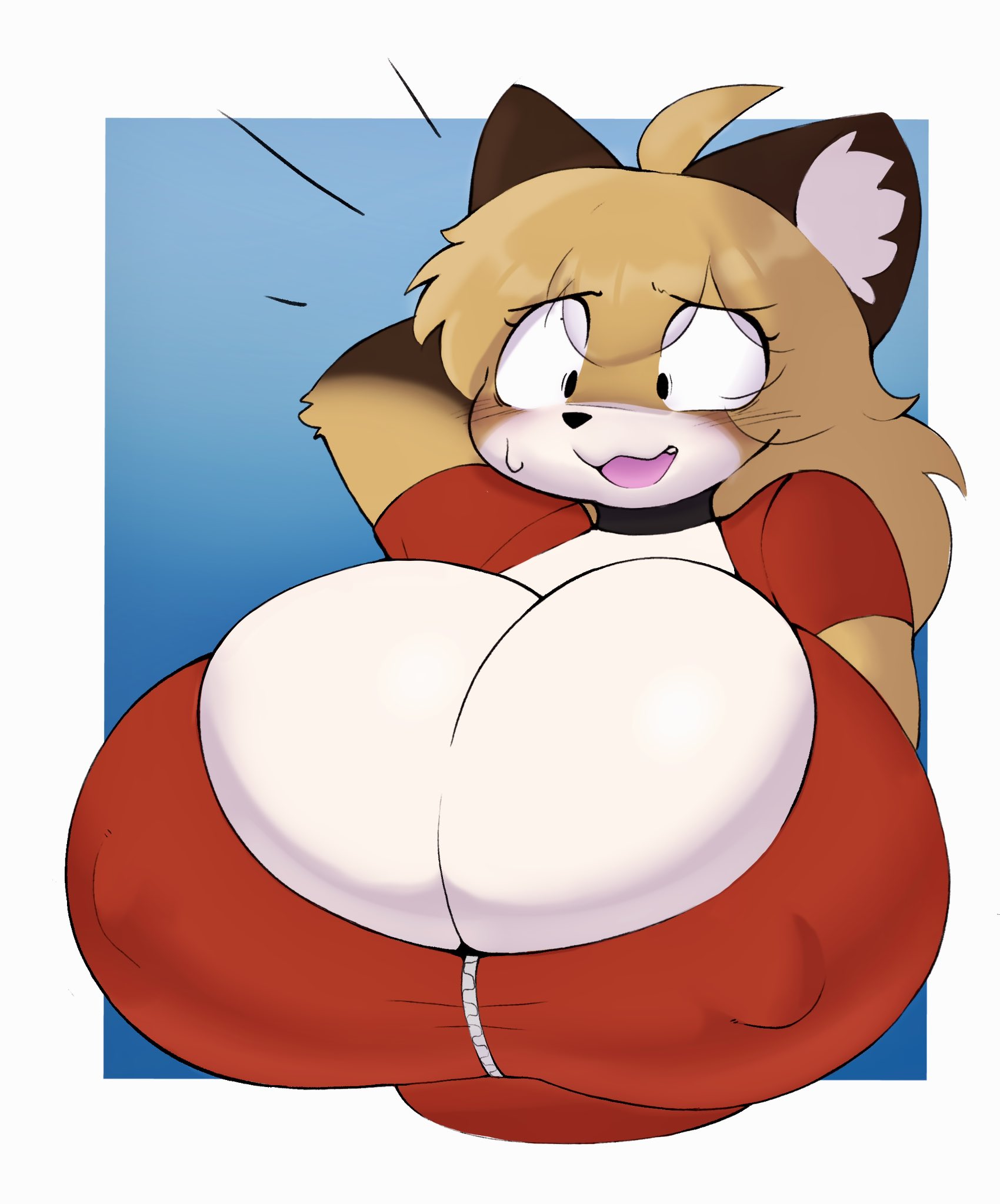 big breasts, breast expansion, breast growth, breast growth (enlargement), breasts, cleavage, female, fujiko (inazuma kat), furry, furry female, furry only, huge breasts, hyper breasts, inazuma kat, tagme