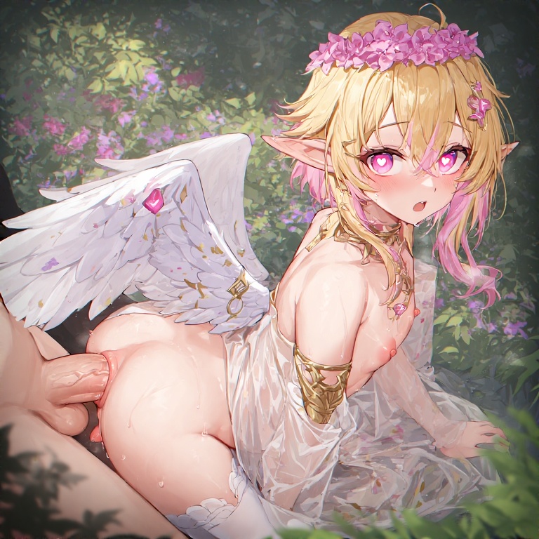 2boys, ai generated, anal, anal sex, angel, angel boy, angel wings, ass, blonde hair, blonde male, blonde-haired male, cock, cock in ass, cupid, cute, doggy, doggy style, doggy style position, eros, eros (greek mythology), femboy, flower crown, flower in hair, flower on head, flowers, god, god of love, greek god, greek mythology, heart, heart eyes, heart-shaped pupils, lithe, male, nipples, penetration, penis, penis in ass, pink, pink eyes, pink hair, pink nipples, pink-haired male, pretty, twink