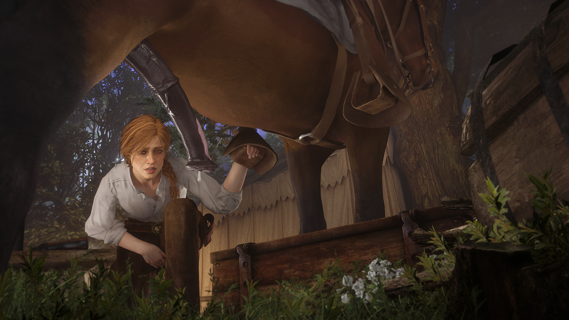 1girls, 3d, athazel, blonde hair, brown eyes, female on feral, feral, feral on female, feral on human, freckles, horse, horsecock, human female, human on feral, imminent bestiality, imminent sex, light-skinned female, red dead redemption (series), red dead redemption 2, rockstar games, sadie adler, sfm, zoophilia