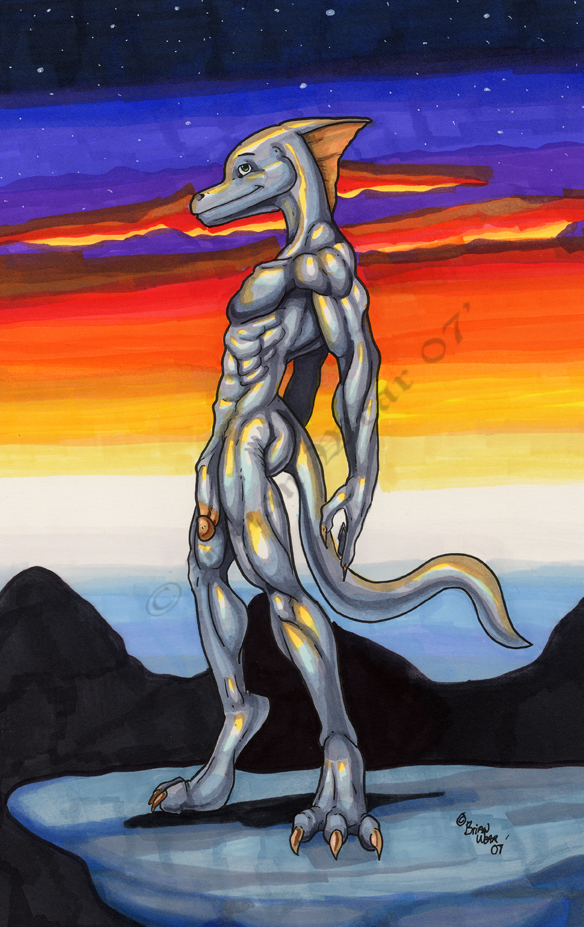 2007 anthro dragon flaccid furry grey_body grey_dragon hornless male male_only muscles no_humans penis pinup pose scalie smile solo wolfgangcake