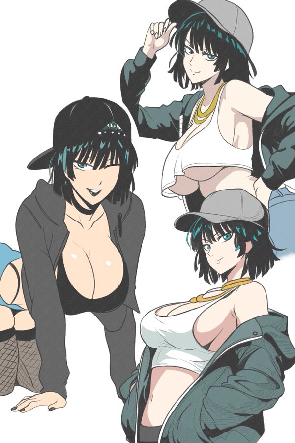 ass, big ass, big breasts, breasts, casual, clothed, exposed torso, female, fubuki (one-punch man), green eyes, green hair, one-punch man, windriftdraws