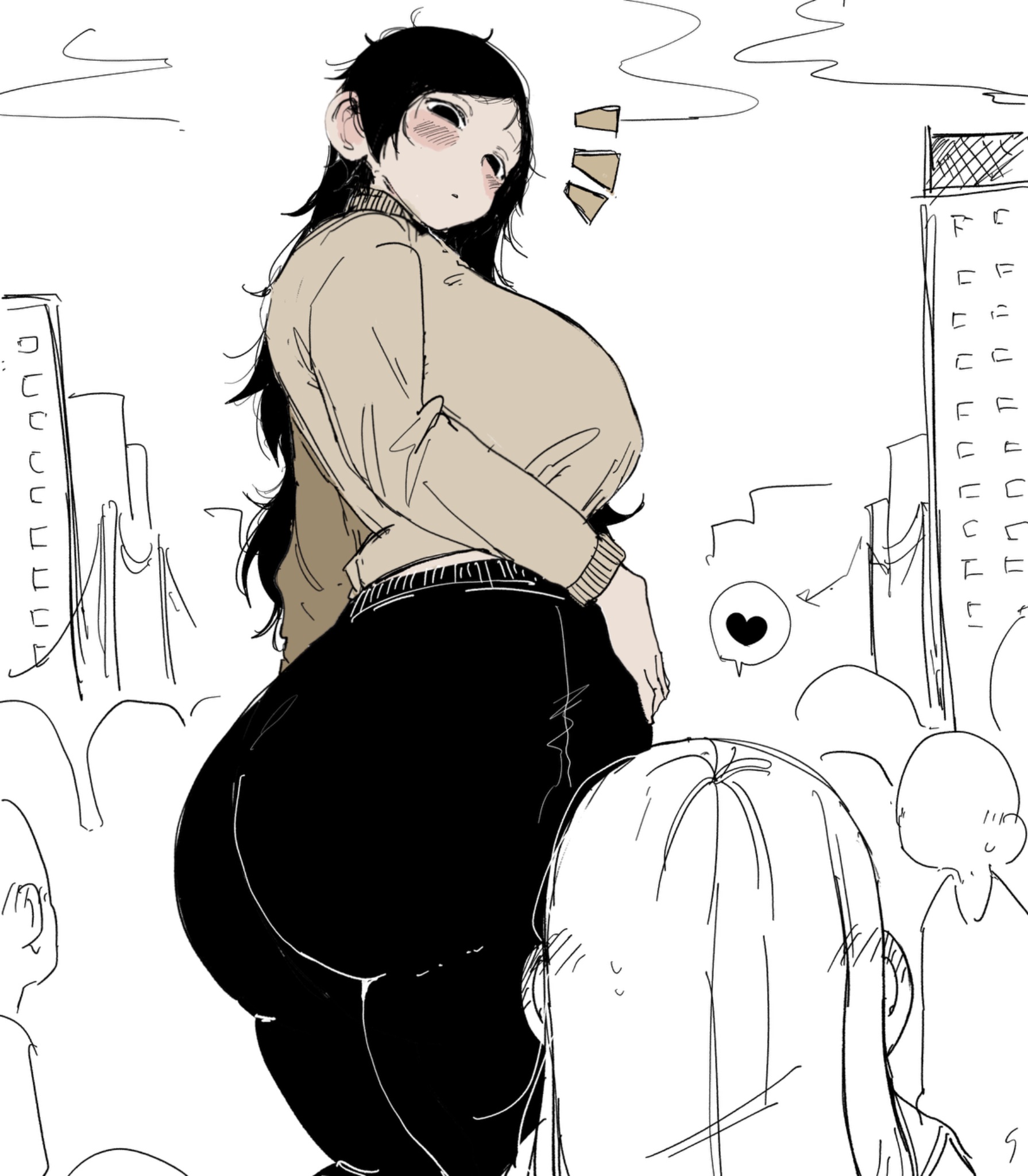 1girls, 2d, 2d (artwork), ass, big ass, big breasts, big butt, bigger female, breasts, clothed, clothed female, crowd, female, giantess, kore inu2, large ass, large boobs, large breasts, large butt, large female, larger female, light skin, light-skinned female, mini giantess, taller female, taller woman