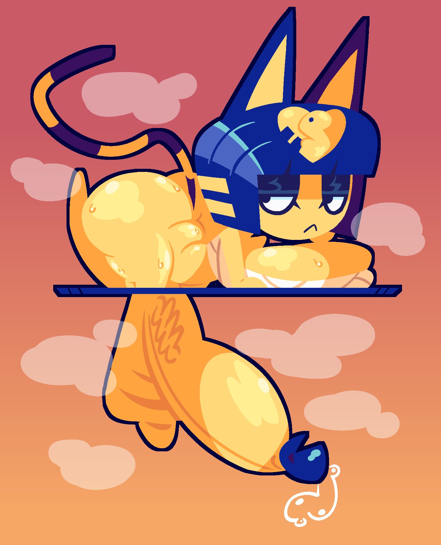 1futa 2024 animal_crossing ankha ankha_(animal_crossing) anthro ass balls bangs big_balls big_breasts big_penis blue_ears blue_glans blue_hair blue_stripes blunt_bangs bob_cut bodily_fluids breasts digital_media_(artwork) domestic_cat erection feet felid feline felis frown futanari genital_fluids genitals glans glistening_eyelids gradient_background gynomorph hair hand_on_head hi_res highlights_(coloring) huge_balls huge_cock hyper hyper_balls hyper_genitalia hyper_penis intersex large_penis lidded_eyes looking_aside lottieplus lying mammal markings musk musk_clouds narrowed_eyes nintendo on_front orange_background penis precum saggy_balls simple_background solo striped_markings striped_tail stripes sweat sweaty_breasts sweaty_butt tail tail_markings testicles_clench uraeus veiny_penis yellow_balls yellow_body yellow_breasts yellow_butt yellow_feet yellow_inner_ear yellow_penis