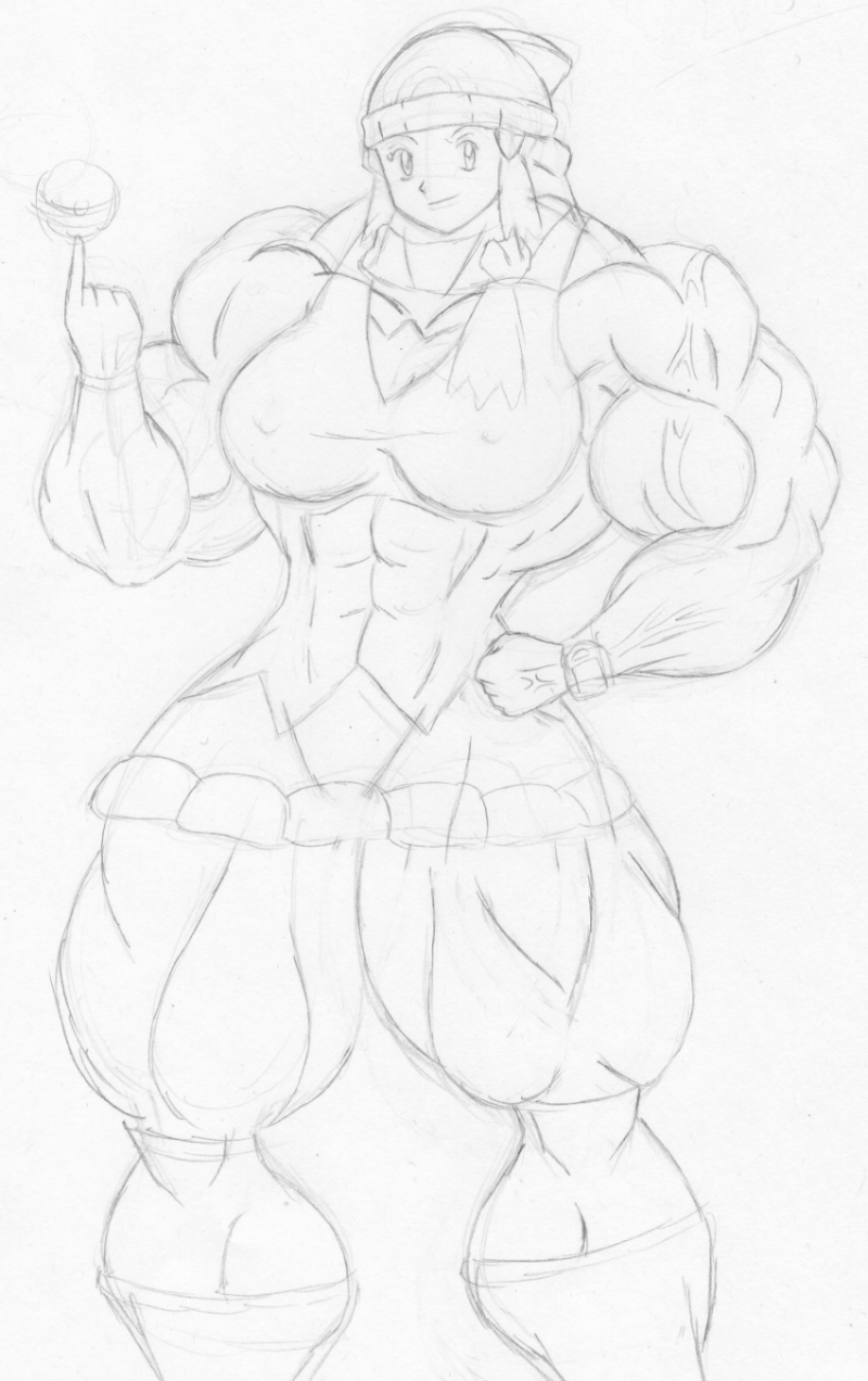 abs biceps breasts dawn_(pokemon) female hyper hyper_muscles matl muscles muscular muscular_arms muscular_female muscular_legs muscular_thighs pokemon