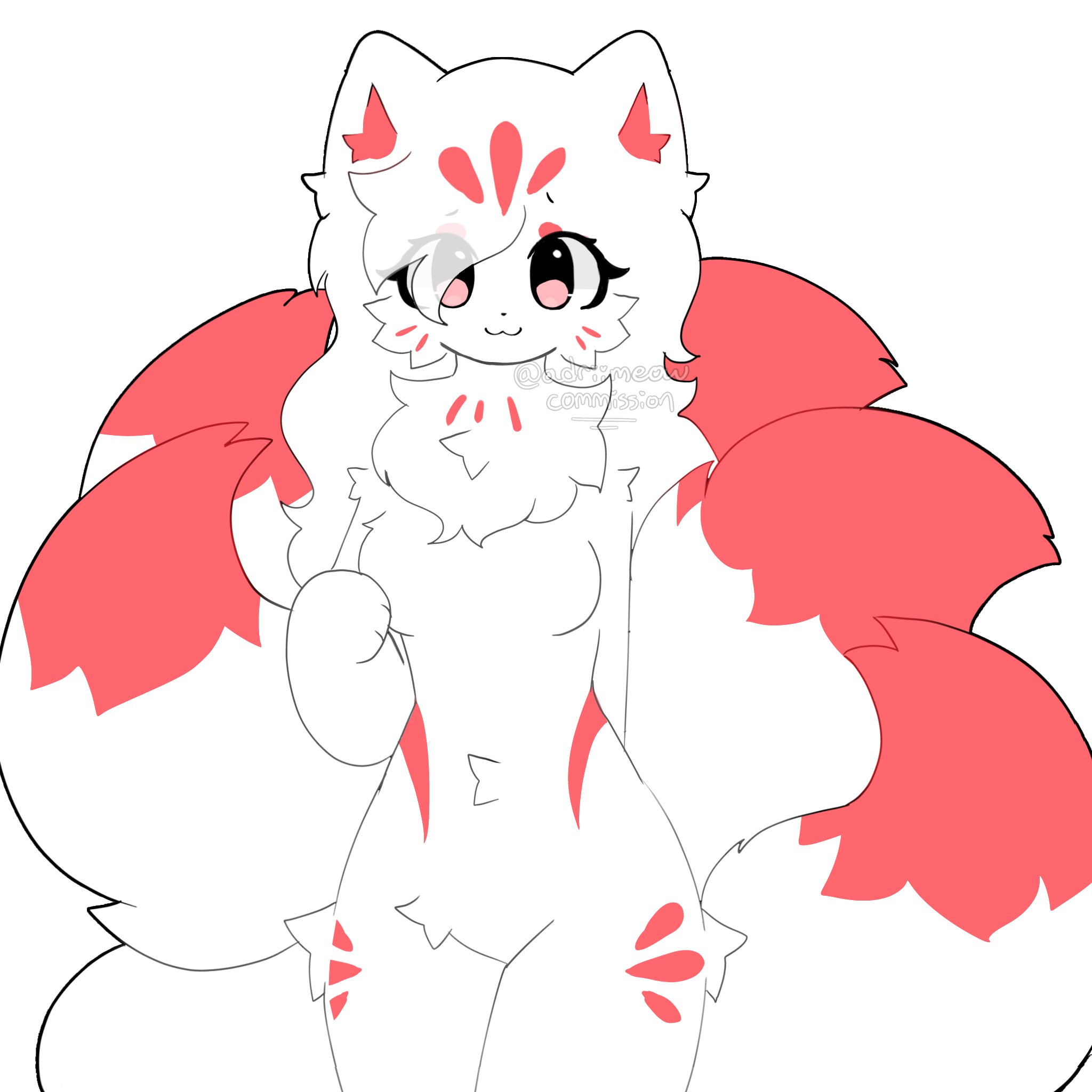 adriimeow, female, furry, kitsune, looking at viewer, solo, wholesome