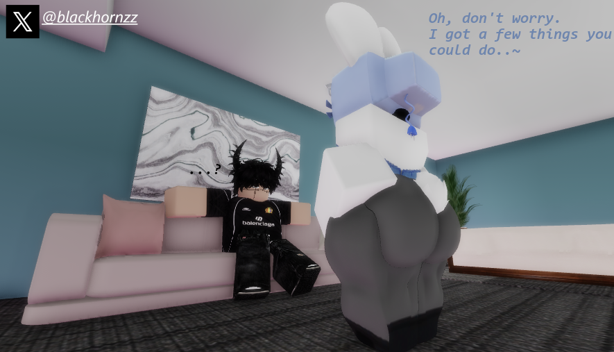 1boy big_ass blackhornzz bunny_costume bunny_ears bunny_girl bunny_tail female playboy_bunny roblox thick_thighs tv_head