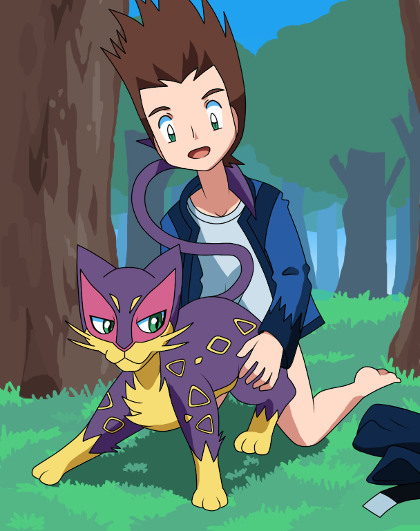 feline female forest hinoarashi human liepard male nintendo pokemon pokephilia tagme tree video_games