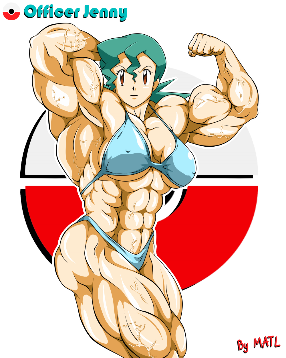 abs biceps breasts female hyper hyper_muscles matl muscles muscular muscular_arms muscular_female muscular_legs muscular_thighs officer_jenny_(pokemon) pecs pokemon