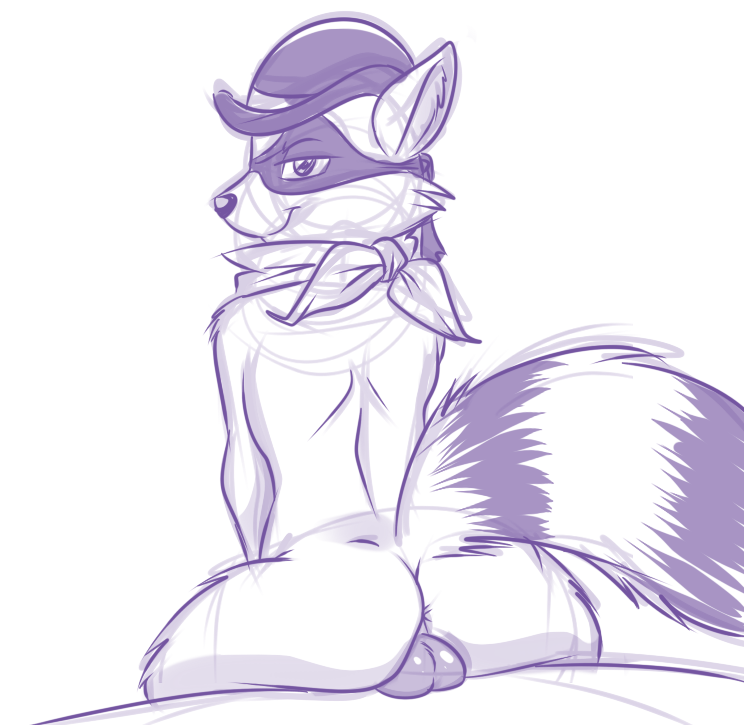 male male_only monochrome sketch sly_cooper_(series) smooth_fur solo tagme tennessee_kid_cooper