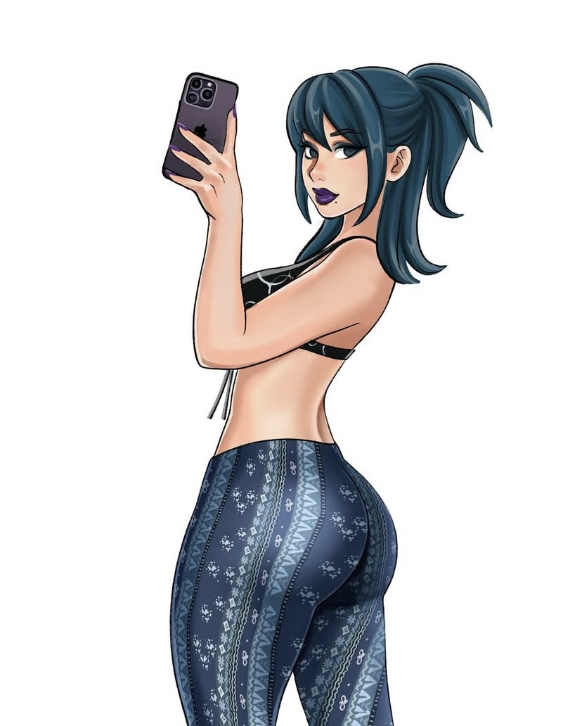 ass, beauty mark, bubble ass, bubble butt, flare pants, forbidden pants, fortnite, from behind, gigis lab, hope (fortnite), iphone, tagme, white background