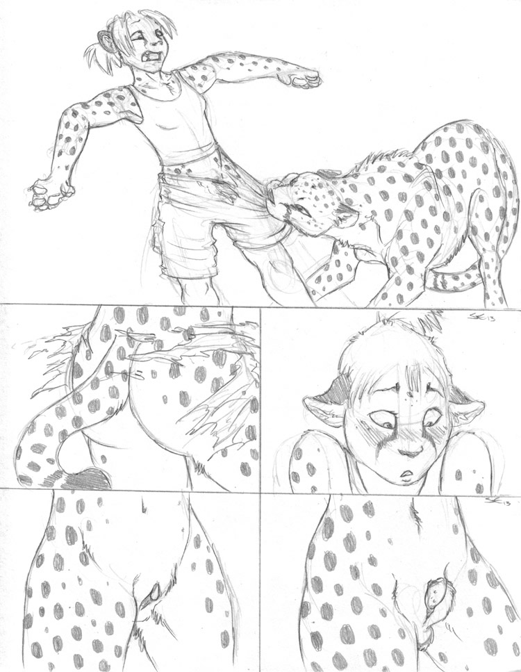 1girls 2boys anthro blush breasts erection feline female ftm_transformation fur furry gender_transformation human leopard male medium_breasts nude paws penis pussy ripping sabretoothed_ermine safari small_penis transformation